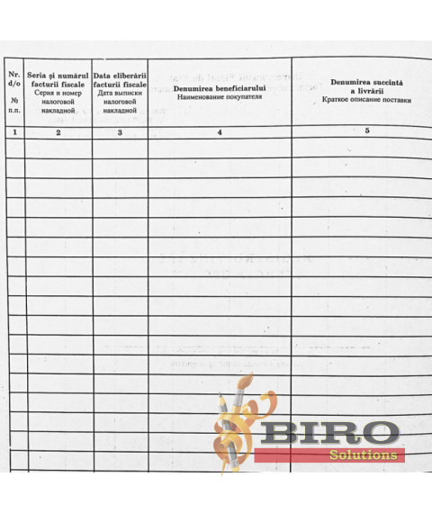Registru-Vânzări A4, hârtie de ofset, 50 file